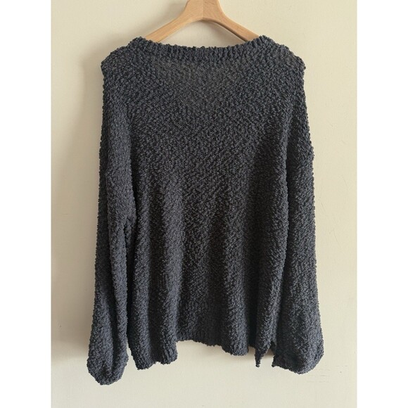 Newbury Kustom Oversized Chunky Knit Gray V-neck Pullover Sweater Soft NWT L - Picture 2 of 4